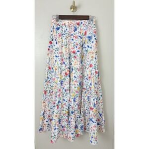 Calista White Floral Maxi Skirt Size Small Garden Party Prairie Colorful Lined